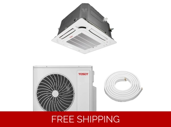 TOSOT 18K-Btu 21 SEER2 Cassette Mini Split H-Heat Pump (-22°F), Wi-Fi, 10.9 EER/9 HSPF (R32)